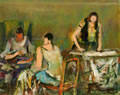Le sartine, anni ’80, olio su tela, cm 50x60, Napoli, collezione privata